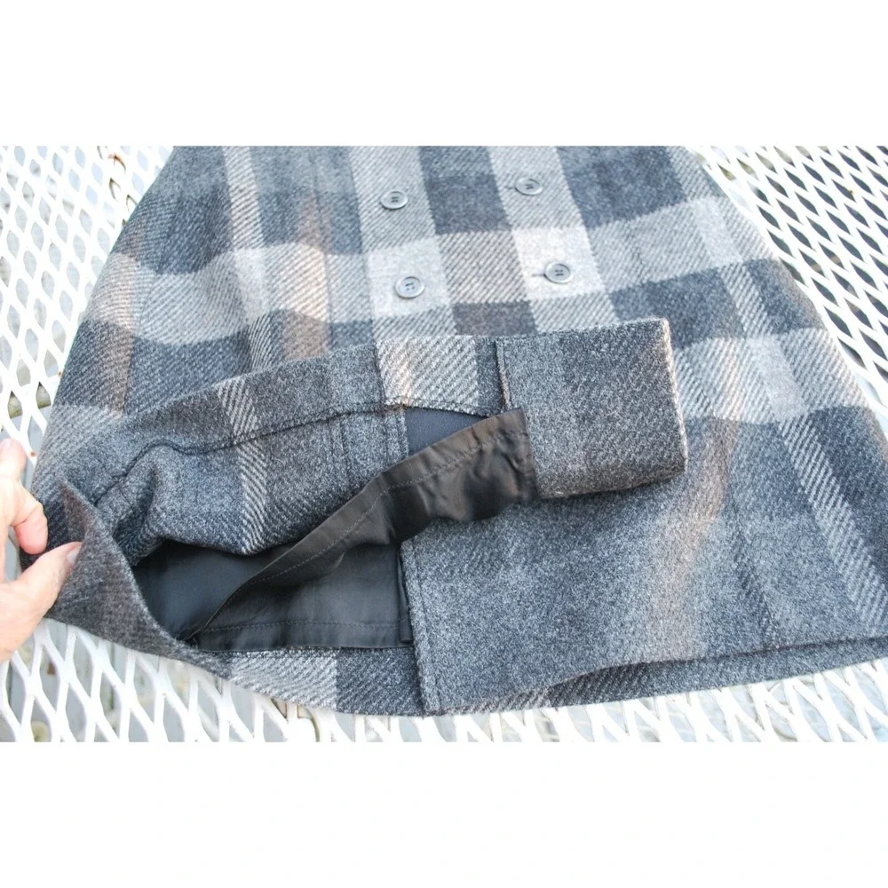 NWOT $695 Burberry London Gray Nova Check Plaid Wool Mini Skirt US-8 UK-10 small